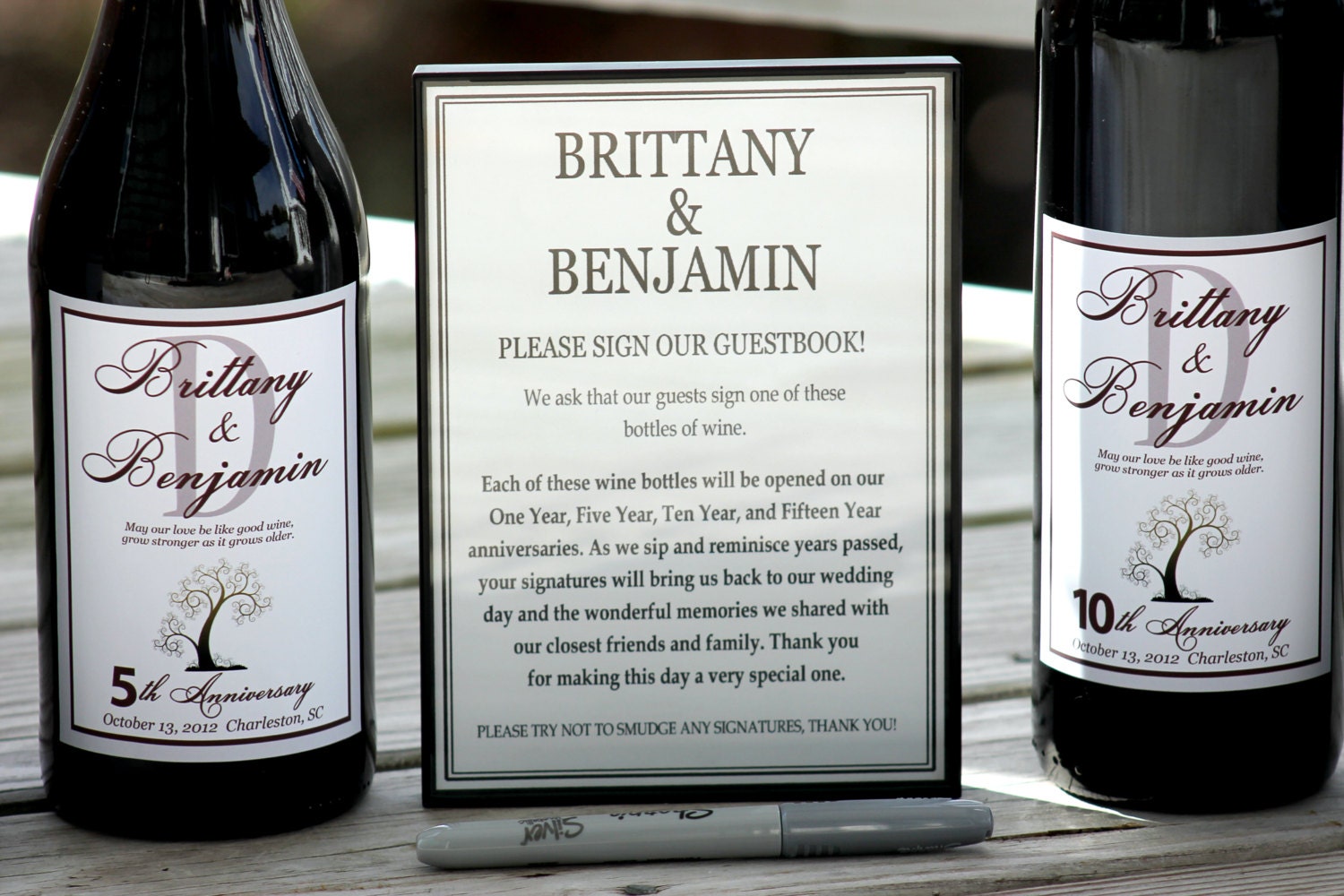 Wine Bottle Wedding Guest Book Kit Gift Boxed Custom labels Etsy