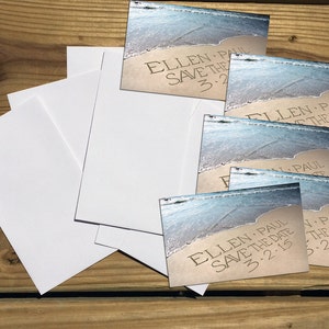 Casual invitation mariage - Save The Date cartes - personnalisé prénoms et Date - Save-the-Date Beach Destination mariage Photo cartes de marée basse