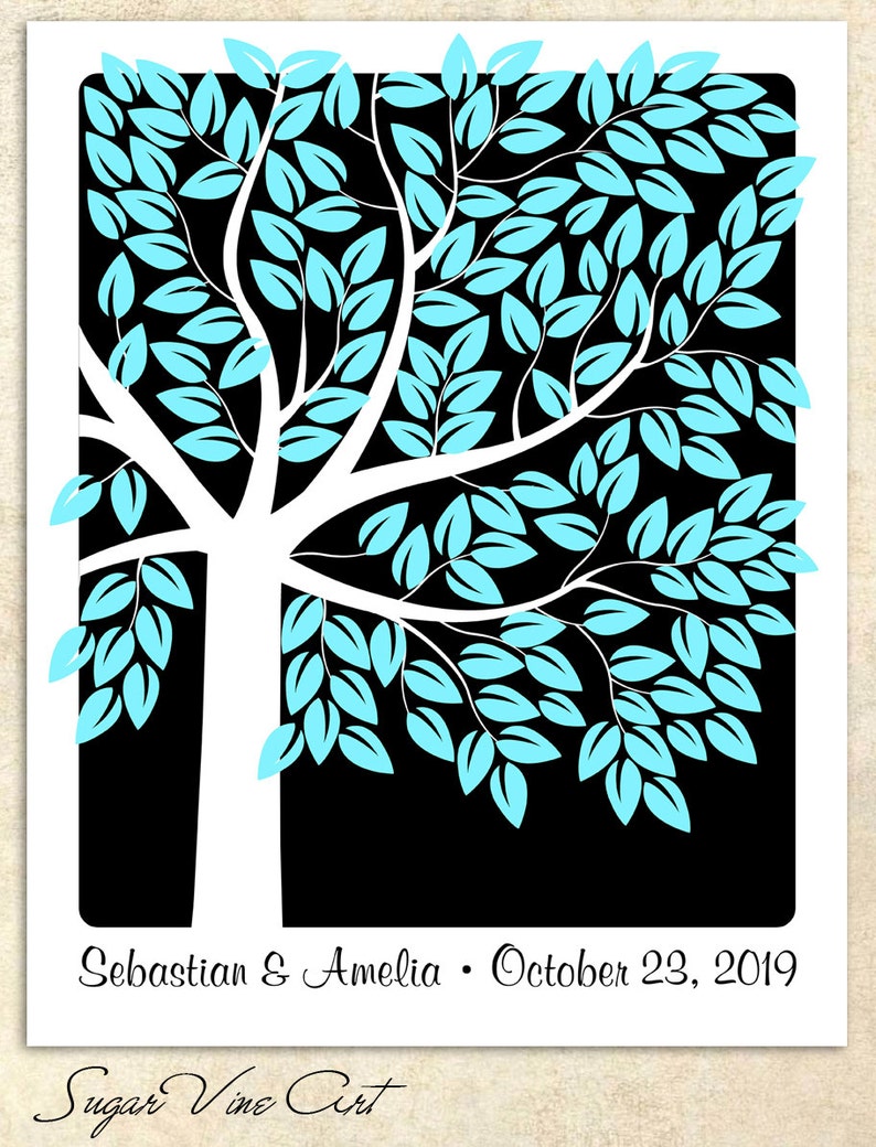 MODERN KEEPSAKE, Wedding Tree Personalized Print Wedding Guest Book 155 Guest Sign In 16x20 by Sugar Vine Art, 130 image 3