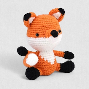 Fox Animal Crochet Kit For Beginner | Step-by-Step Video Tutorial | DIY Home Decoration Craft Gift Idea Foxy Orange Black White