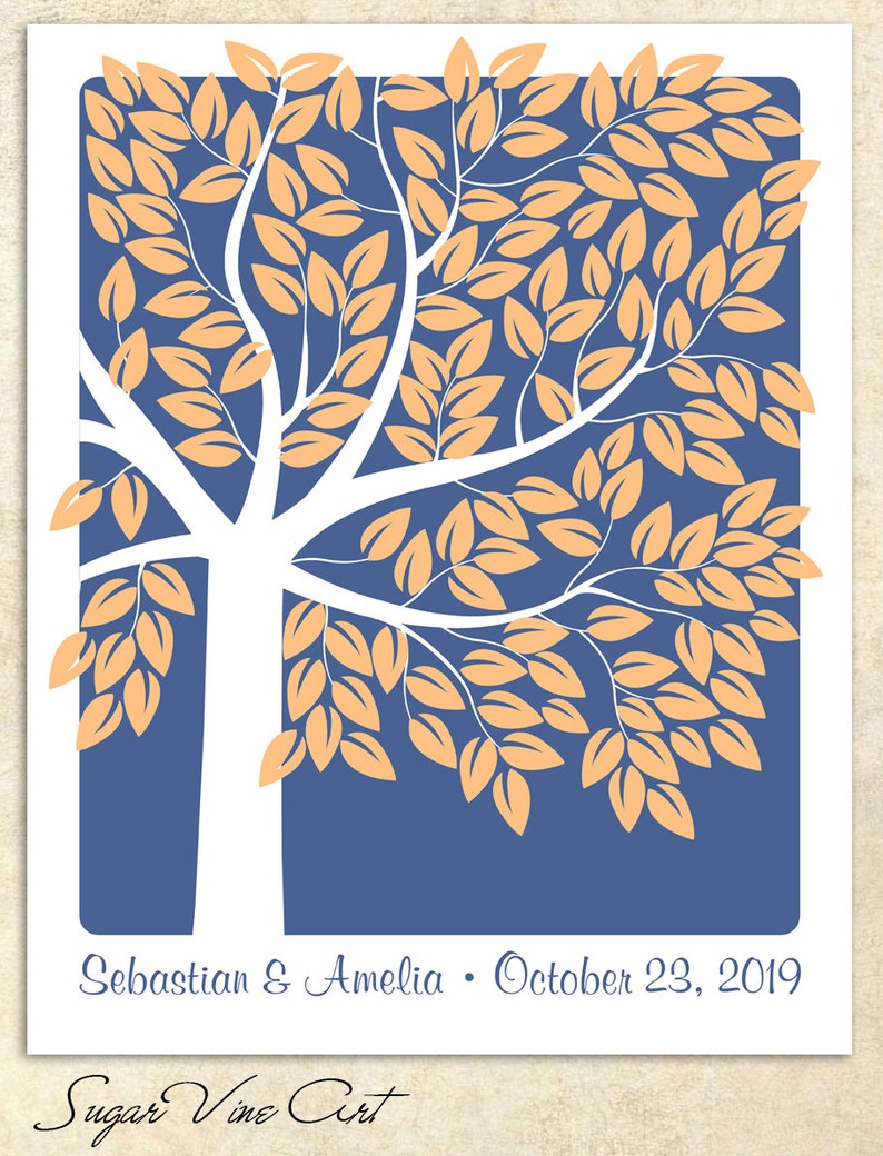 MODERN KEEPSAKE, Wedding Tree Personalized Print Wedding Guest Book 155 Guest Sign In 16x20 by Sugar Vine Art, 130 image 2