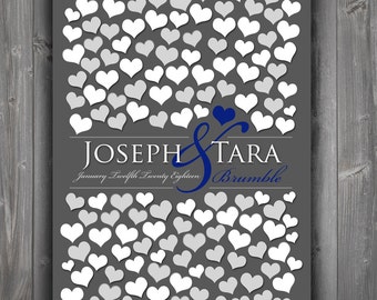 Modern Style Wedding Guest Book Alternative | Unique Wedding Keepsake Poster | Bridal Shower Gift Heart Guestbook 151 Guests 20x30_01