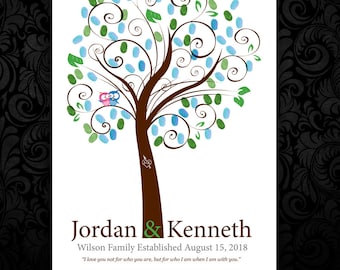 Guest Book Tree - Guestbook Alternative for 200-250 Guests - Wedding Tree Print - Thumbprint Tree 20x30 num.150