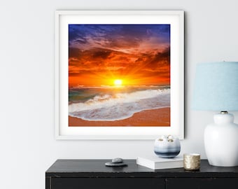 Strand Sonnenuntergang Diamant Malerei Kit: 5D DIY Craft (12x12)