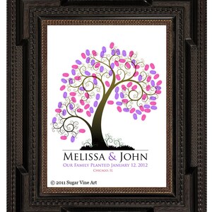 WEDDING TREE guest book, fingerprint tree guest book, summer wedding tree, Thumbprint guestbook, Wedding Tree, Love Birds, 16x20 num.108