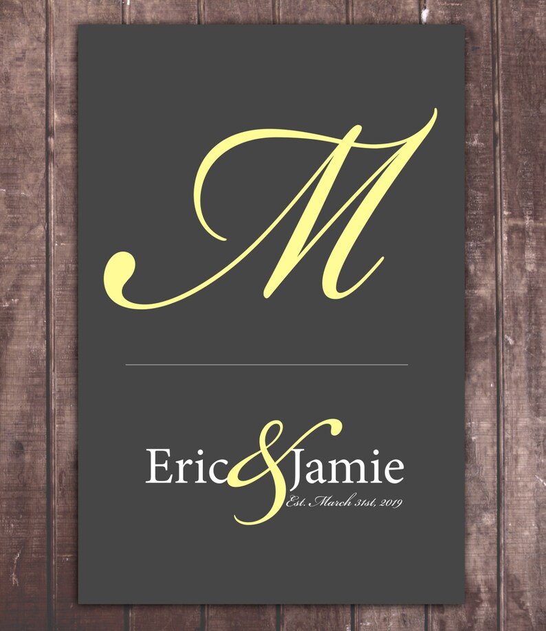 Custom Wedding Gift Bridal Shower Gift Custom Monogram Art Print Wedding Present 01 BRIDE GROOM GIFT Personalized Bridal Shower Gift