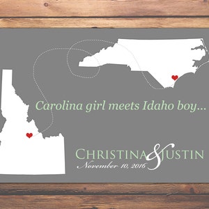 State Guest Book Print, Wedding Guest Book, STATE WEDDING Guestbook POSTERS, Personalized States, Wedding Gifts, 2 States Wedding Guest Book