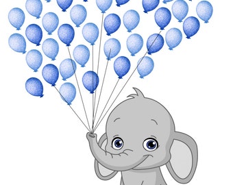 Elephant baby SHOWER FINGERPRINT Digital Printable jpg File | DIY High Res File | Email File