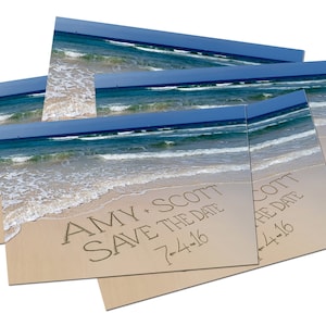 Save-the-Date, Save The Date cartes - personnalisé prénoms et Date - Casual mariage Invite - plage Destination mariage Photo cartes DEEP BLUE