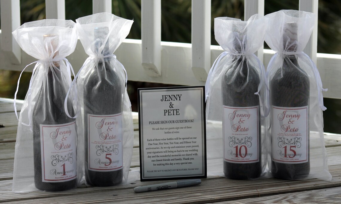 Wine Bottle Guest Book Kit Gift Boxed Custom Labels Wedding Etsy