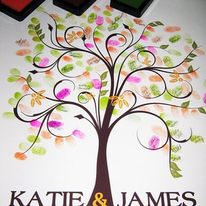 Digital THUMBPRINT TREE, printable wedding tree guest book, fingerprint guest tree file, Thumbprint Tree guest book, Wedding Poster, DIY 100