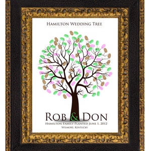 WEDDING TREE guest book, fingerprint tree guest book, fingerprint guest tree, Thumbprint guestbook, Wedding Tree, Love Birds, 16x20 num.111