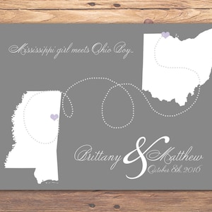 State Guest Book Print, Wedding Guest Book, STATE WEDDING Guestbook POSTERS, Personalized States, Wedding Gifts, 2 States Wedding Guest Book