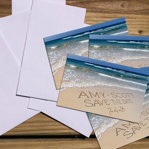 Save-the-Date, Save The Date cartes - personnalisé prénoms et Date - Casual mariage Invite - plage Destination mariage Photo cartes DEEP BLUE