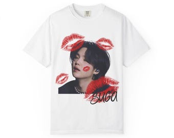 Suga BTS Kisses-shirt met print, Kpop-fanshirt