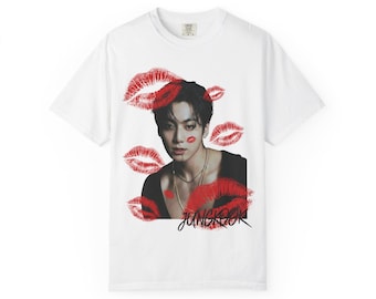 Jungkook BTS Kisses-shirt met print, Kpop-fanshirt
