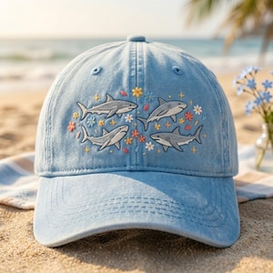 Embroidered Shark Baseball Cap, Whale Shark Summer Hat, Cotton Polyester Blend