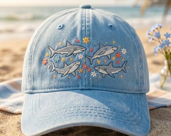 Bestickte Haifisch-Baseballmütze, Walhai-Sommerhut, Baumwoll-Polyester-Mischung
