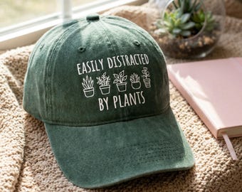 Embroidered Plants Baseball Hat, Plant Lover Gardening Cap
