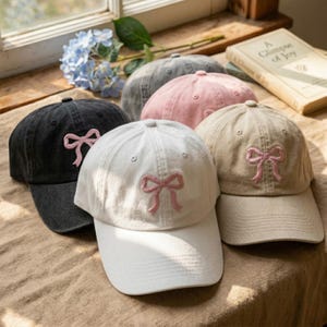 Gorra de béisbol con lazo bordado – Gorra estilo "Dad Hat", Coquette Style, mezcla de algodón