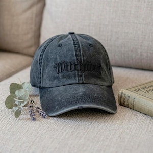 Embroidered Witchling Manon Blackbeak Vintage Washed Cap, TOG Booktok SJM Reader Hat image 1