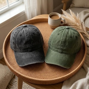 Embroidered Mama Bear Papa Bear Matching Hat: Pregnancy Announcement