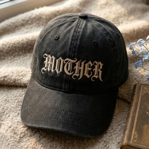 Embroidered Mother Gothic Hat, Old English Style Mom Cap
