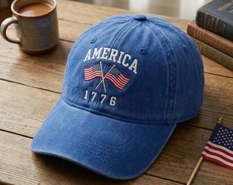 Gorra de béisbol con la bandera estadounidense bordada, USA 1776