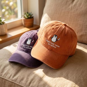 Flight Was Never An Option Embroidered Penguin Washed Hat