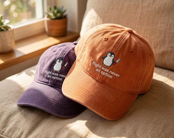 Flight Was Never An Option Embroidered Penguin Washed Hat