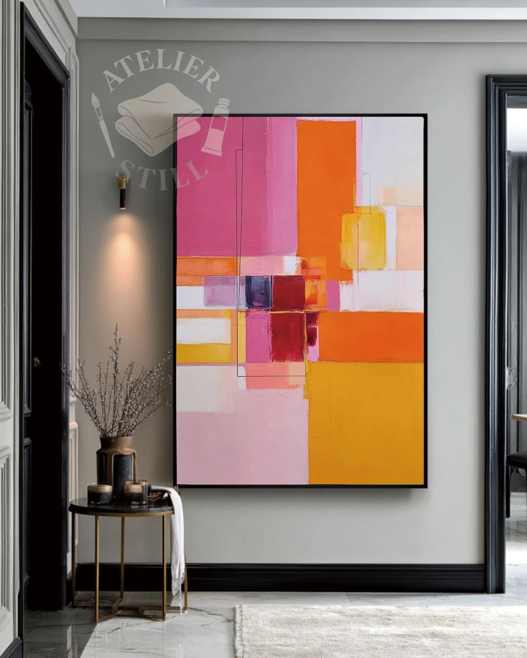 Red and Orange Abstract Oil Painting on Canvas,modern Color Minimalist ...