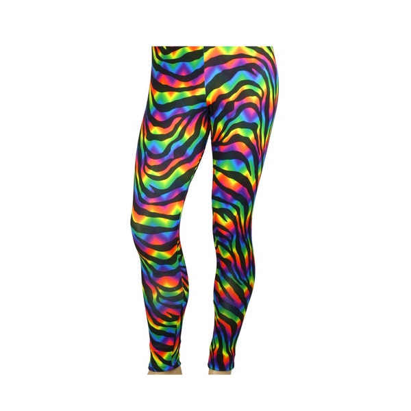 80's Heavy Hair Metal Glam Rock Neon Zebra Stretch Pants Costume