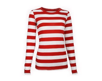 Women's Long Sleeve Red & White Striped Shirt -  Norway