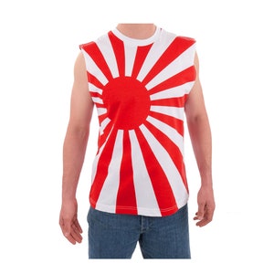 Herren 80er Jahre Japanische Flagge Rising Sun Tank Top Shirt