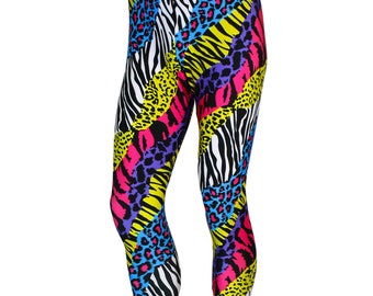 Men's Neon Spandex Animal Print Stretch Pants Leggings