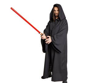 JEDI Sith Lord Wizard Costume Cloak Adult Black Small Medium Large