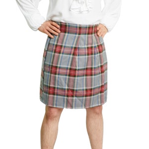 Gray Plaid Scottish Kilt Costume Adult Men&#39;s Standard and Plus