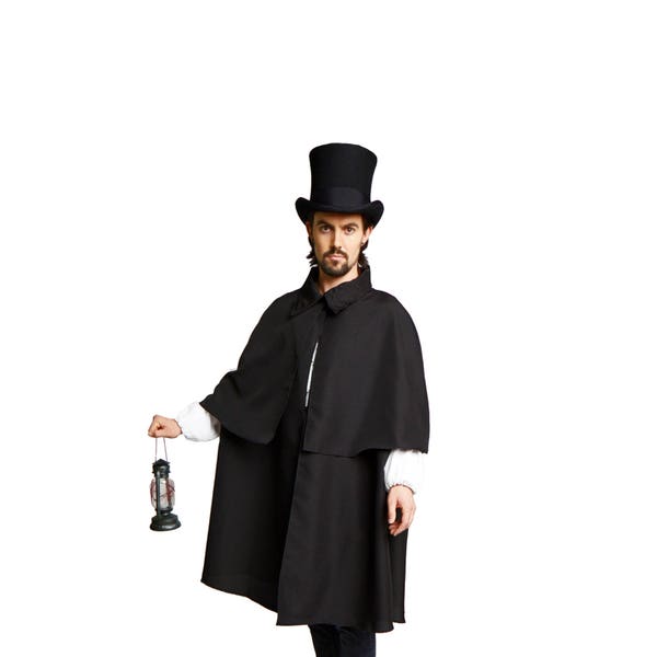 Zwarte Victoriaanse Steampunk Sherlock Holmes Dickens Kostuum Mantel Cape Inverness Standard XLARGE XXLARGE