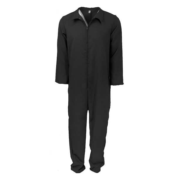 Men's Zip-Up Mechanic Jumpsuit Coveralls Costume with Pockets, Black