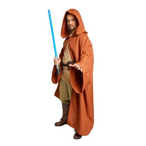 Men's JEDI Costume Cloak Monk Robe Chocolate