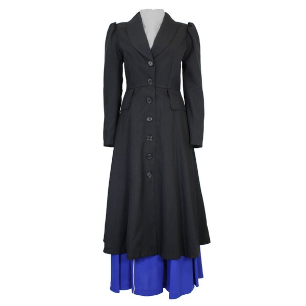 Disfraz de abrigo negro con botones de Mary Poppins para mujer