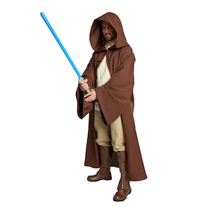 JEDI Obi Wan Wizard Costume CLOAK adult MONK Robe Brown Small Medium Large