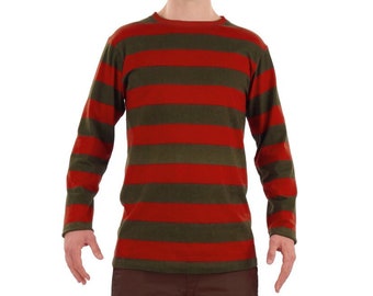 Men's Long Sleeve Nightmare Olive Green & Red Striped Shirt