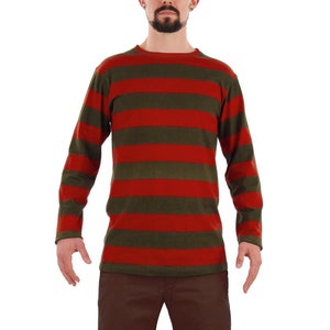 Men&#39;s Long Sleeve Nightmare Olive Green & Red Striped Shirt