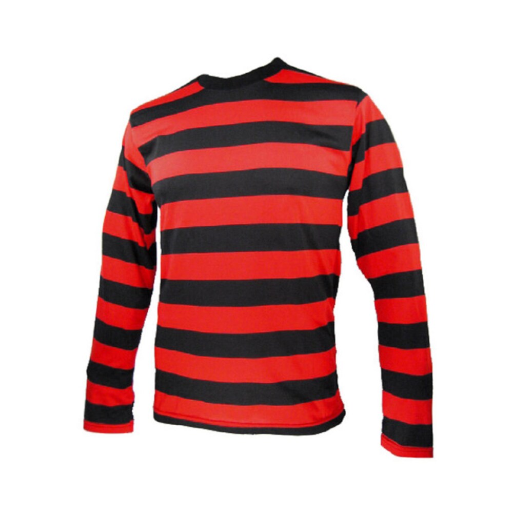Men'S Long Sleeve Black & Red Striped Shirt