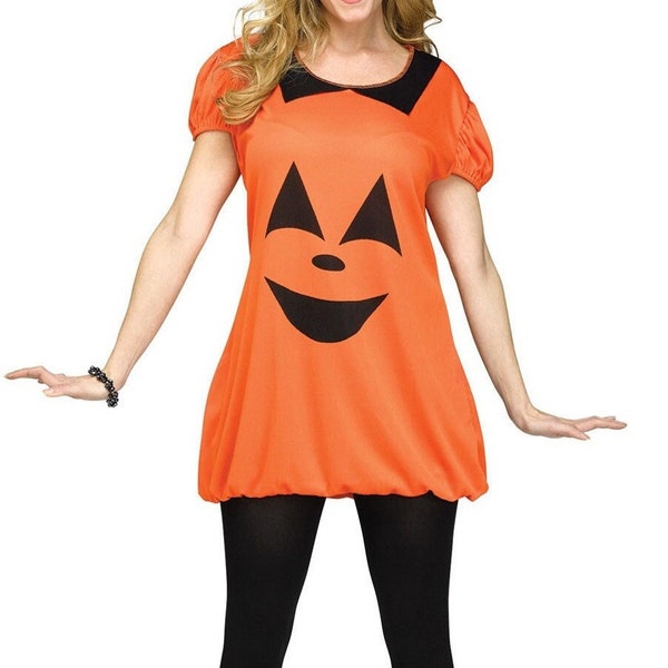 Cute Pumpkin Face Romper Teen Women's Halloween Instant Classic Costume Shirt