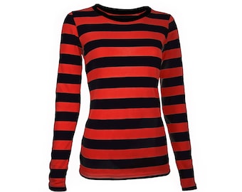 black white and red striped shirt