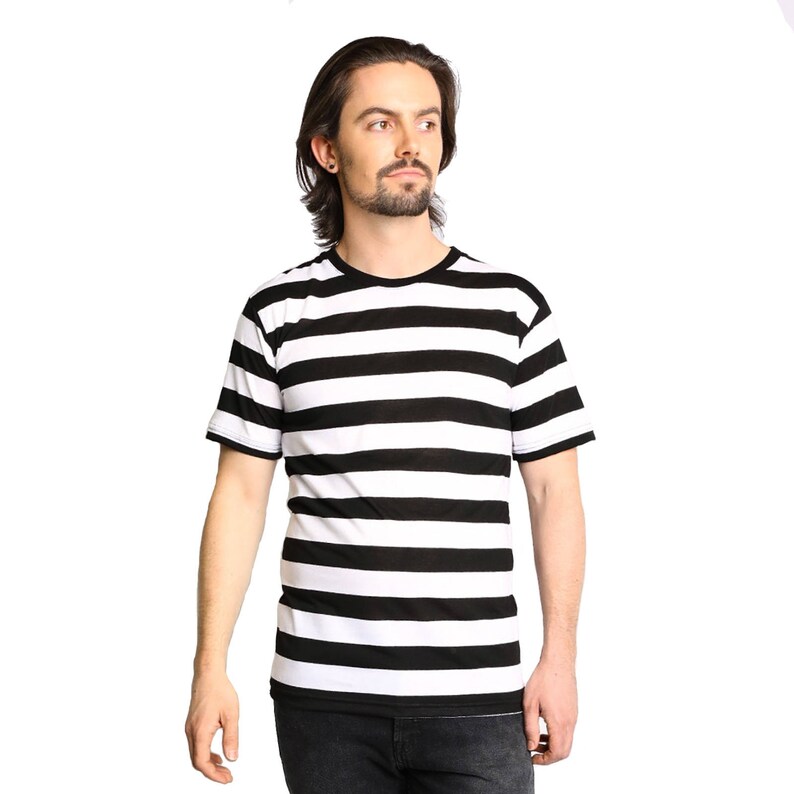 black and white striped shirt outfit men's