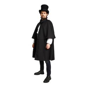 Black Victorian Steampunk Sherlock Holmes Dickens Costume Cloak Cape ...