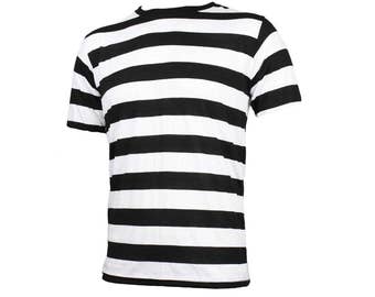 Camisa de manga corta a rayas blancas y negras para hombre Etsy Mexico